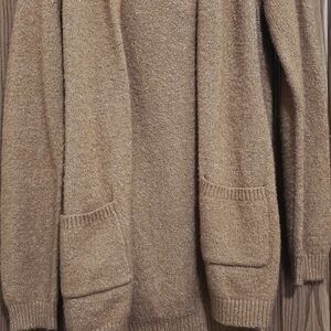 Love By Design Camel Brown Womans Open-Front Cardigan with Pockets
